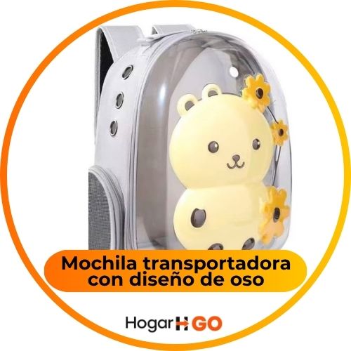 Mochila transportadora con diseño de oso